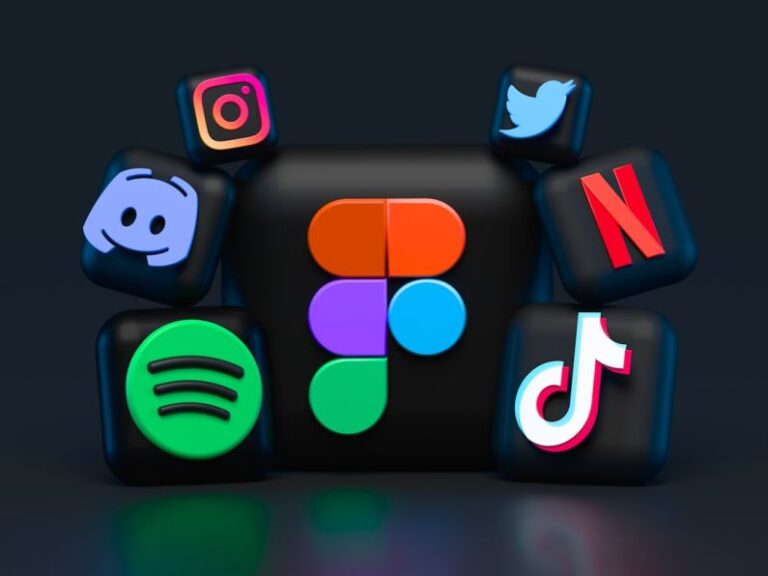 Social Media - blue red and green letters illustration