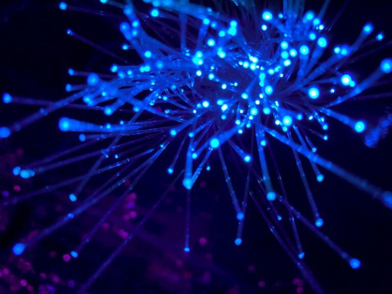 Fiber - purple and blue light digital wallpaper