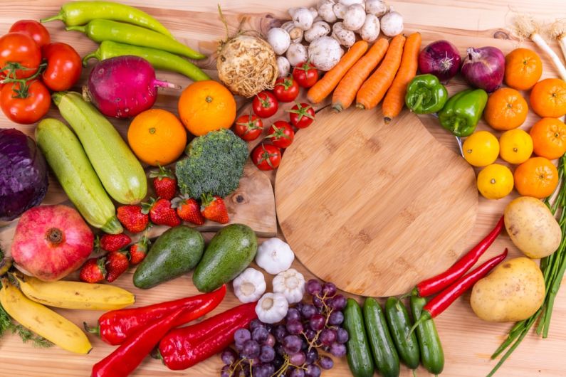 Fruits And Vegetables - red green and yellow chili peppers and green chili peppers